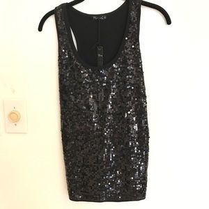 Prestige Edge sequined tank NWT SIZE MEDIUM black